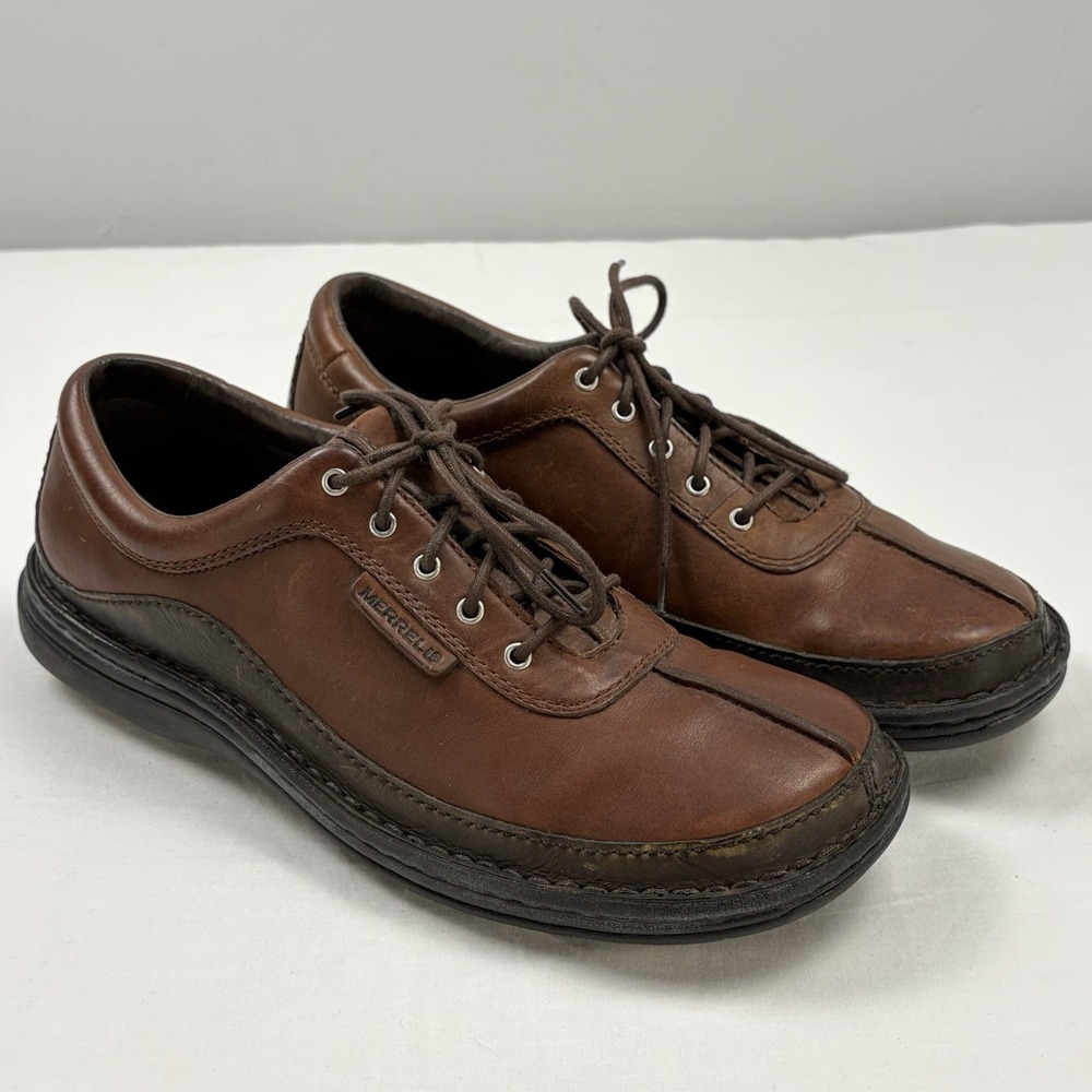 Merrell Sojourn Redwood Brown Leather Comfort  Oxfords Metal Eyelets 10.5 EUC